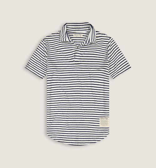 Deadstock Striped Towel Terry Polo Navy