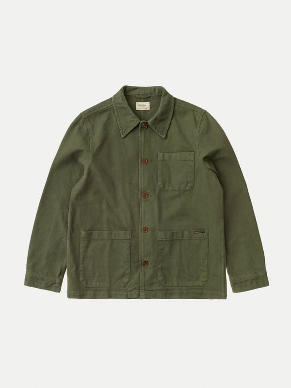 Barney Worker Jacket Olive regular fit jacket | Nudie Jeans