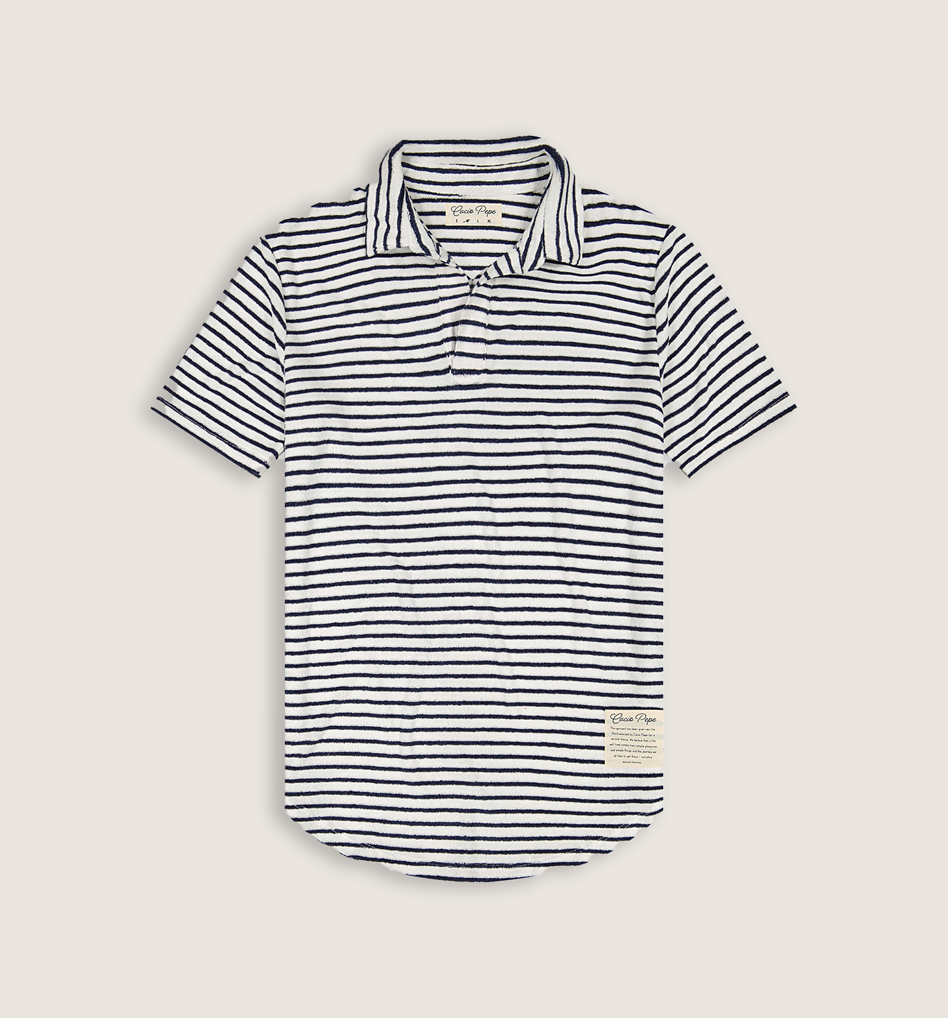 Deadstock Striped Towel Terry Polo Navy