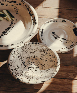 Montegranaro Large Black & White Splatterware Serving Dish