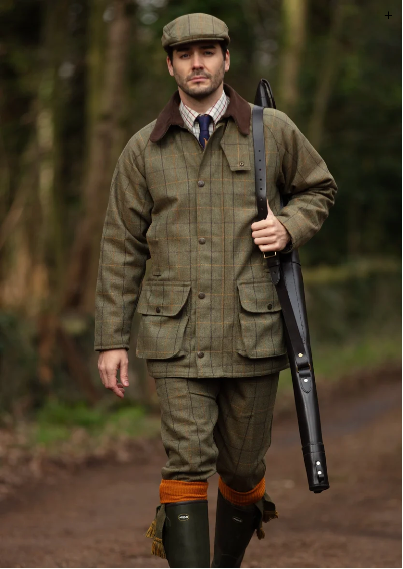 COUNTRYCOLLECTION Rutland Men's Tweed Water Repellent Shooting Breeks in Dark Moss