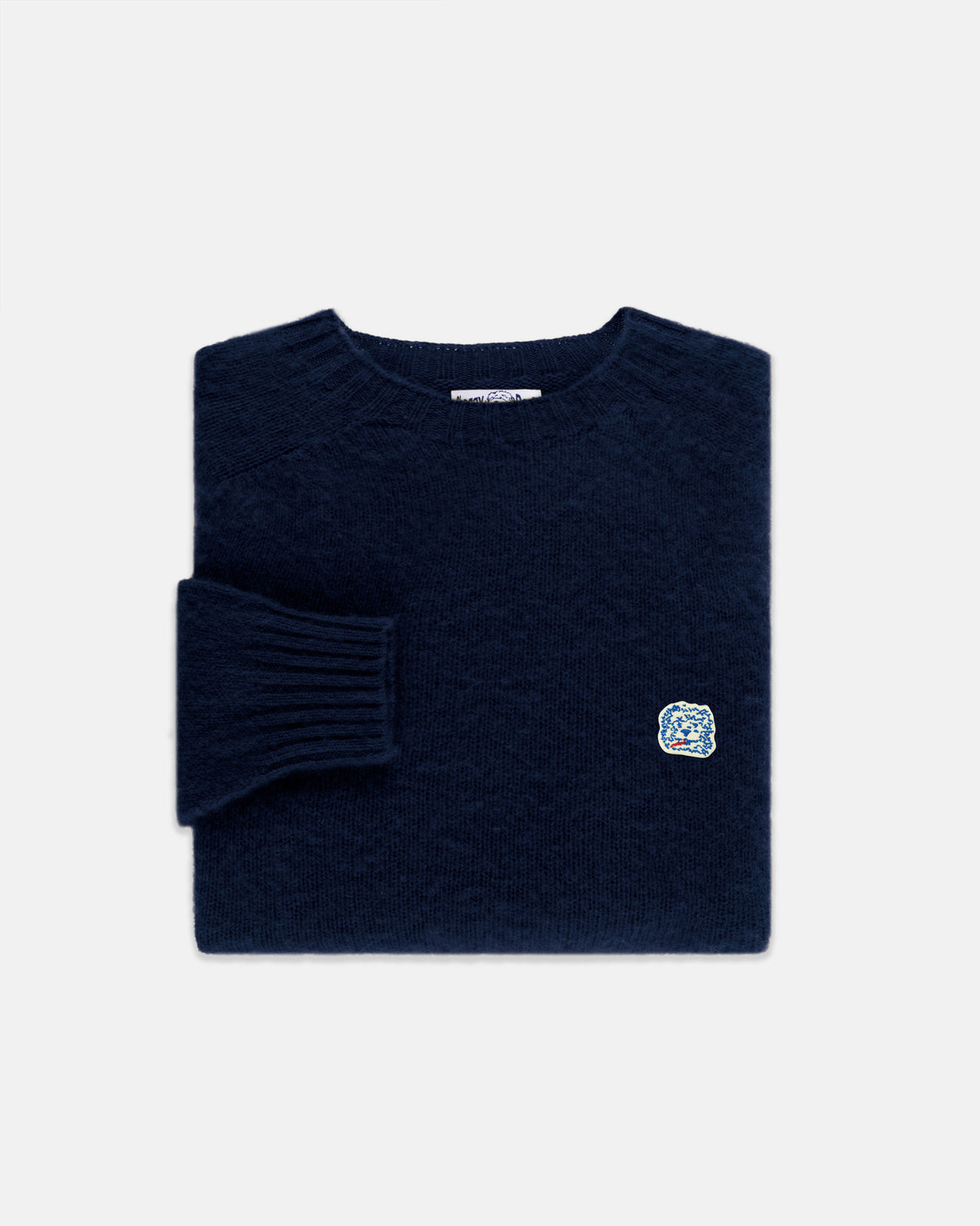 Made-in-Scotland Navy Shaggy Dog Icon Sweater  - Trim Fit