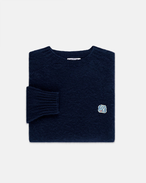 Made-in-Scotland Navy Shaggy Dog Icon Sweater  - Trim Fit