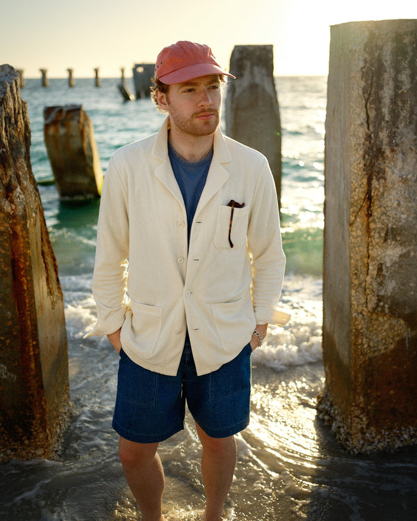 Loafer Jacket in Antique White Terrycloth