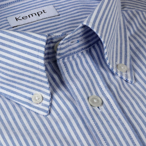 Kempt Mid Blue Stripe Oxford Button Down Shirt