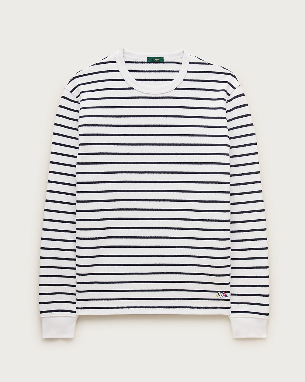 Long-sleeve crewneck in striped maritime jersey