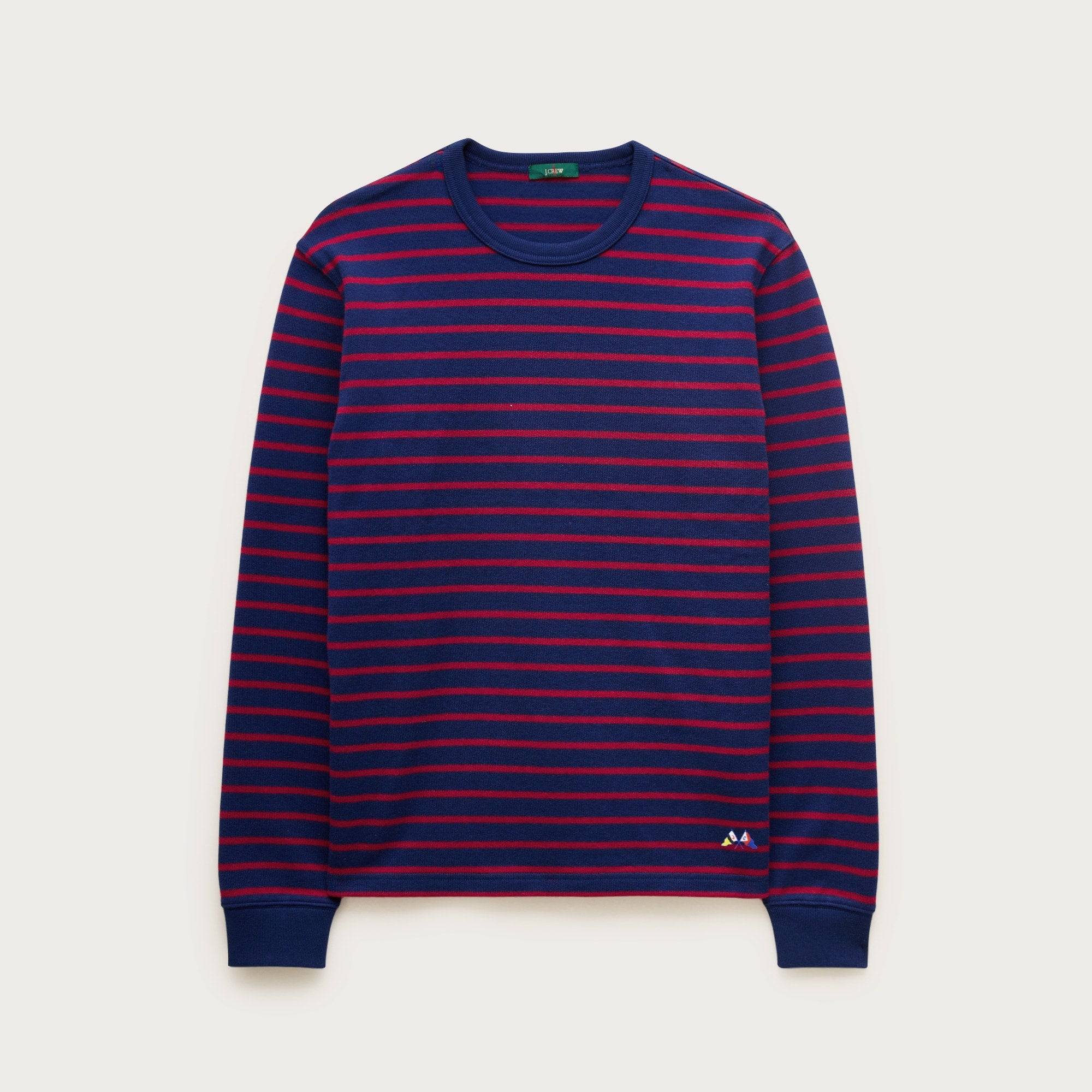 Long-sleeve crewneck in striped maritime jersey