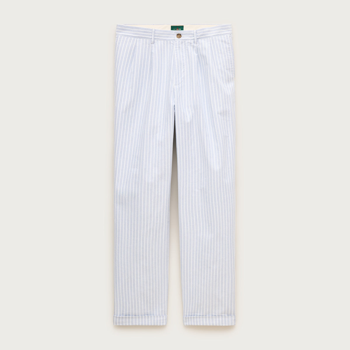Relaxed-fit double-pleated oxford chino pant in stripe