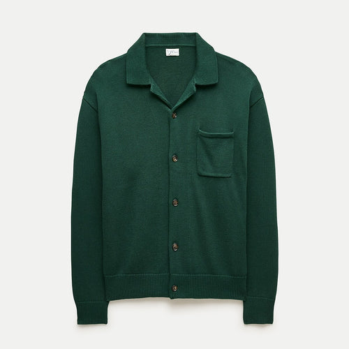 J.Crew Heritage Cotton Polo Cardigan Sweater, Green