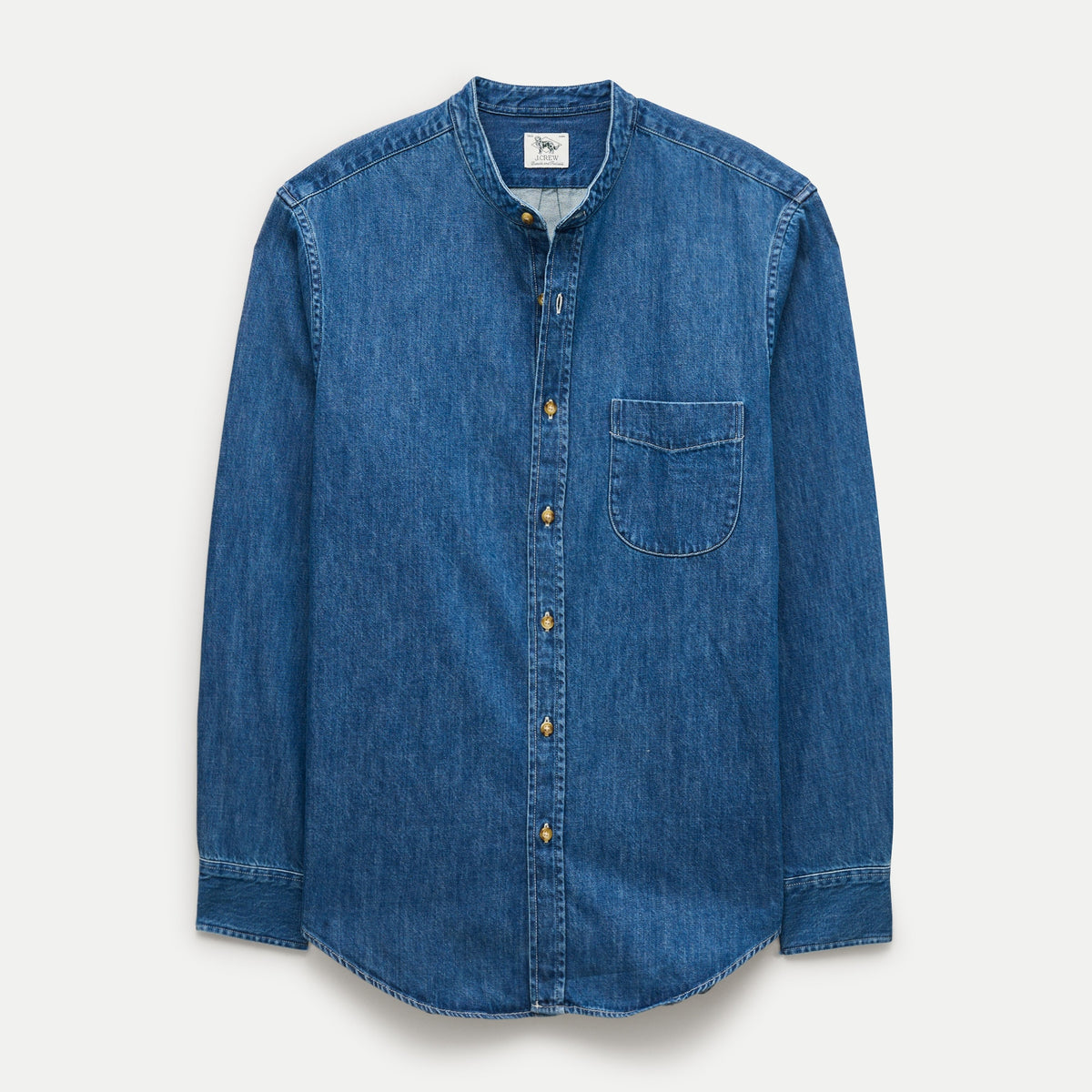Jcrew Midweight denim band-collar shirt