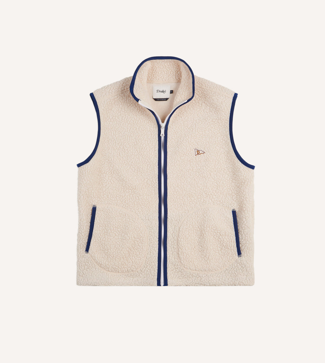 Ecru Boucle Wool Zip Fleece Vest