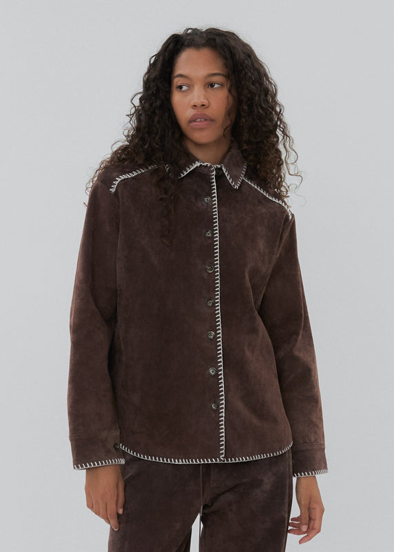 STILL HERE | Western Shirt  - Chocolate Suede