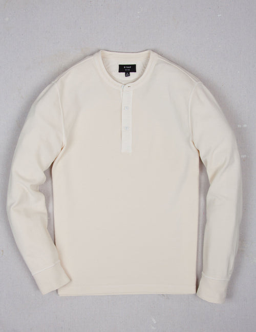Gibson Waffle Henley in Antique White