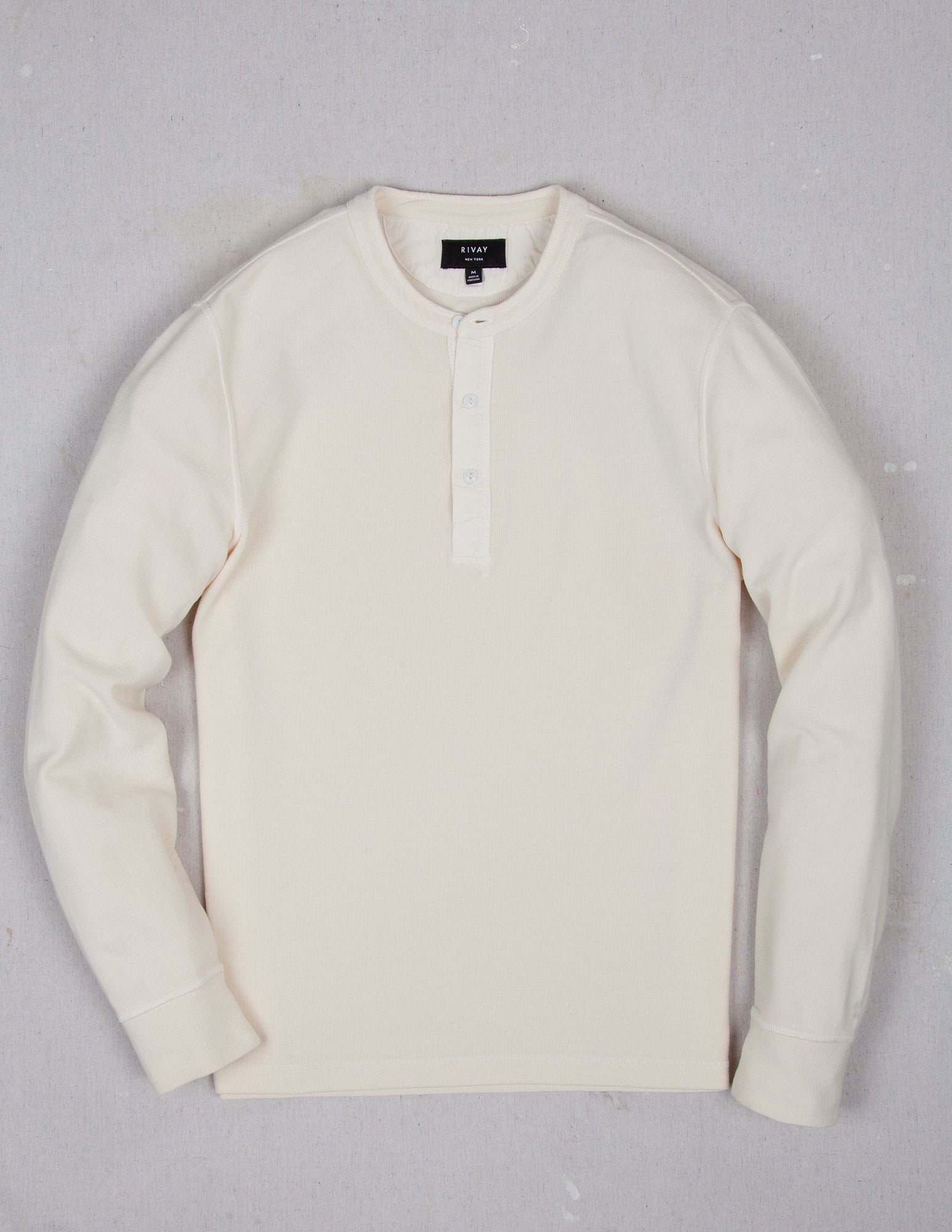 Gibson Waffle Henley in Antique White