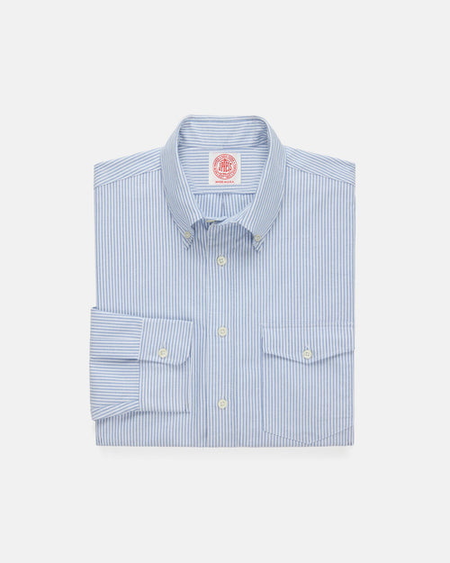 Made-in-USA Flap Pocket Blue University Stripe Oxford Cloth Shirt