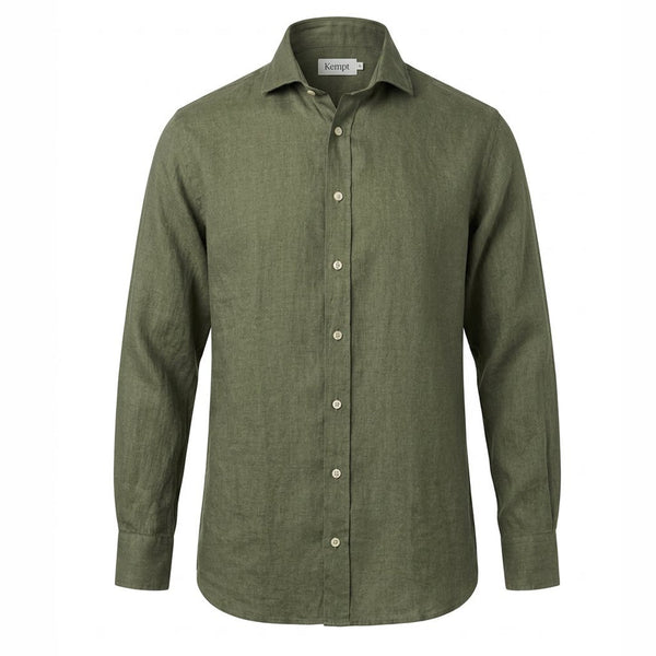 Olive Green Linen Shirt