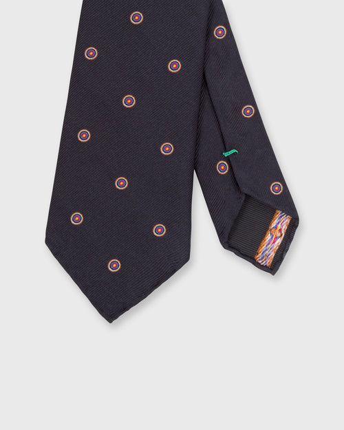 Sid Mashburn Hand-Rolled Silk Club Tie in Dark Navy Bullseye
