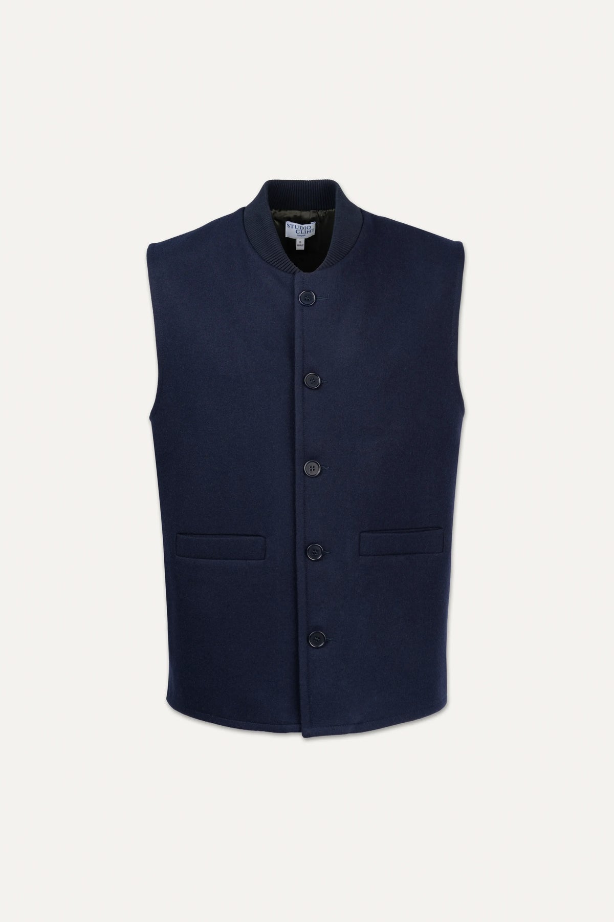 Studio Clint Midnight Navy Loden-Wool Vest