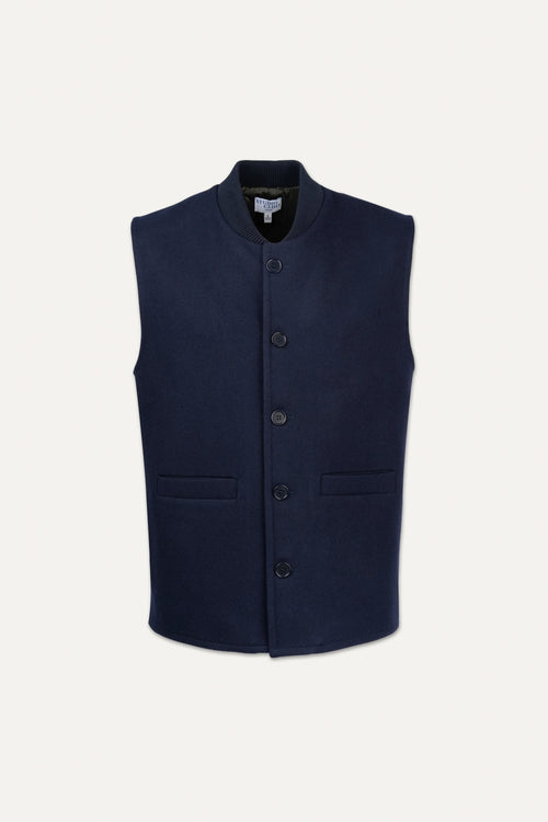 Studio Clint Midnight Navy Loden-Wool Vest
