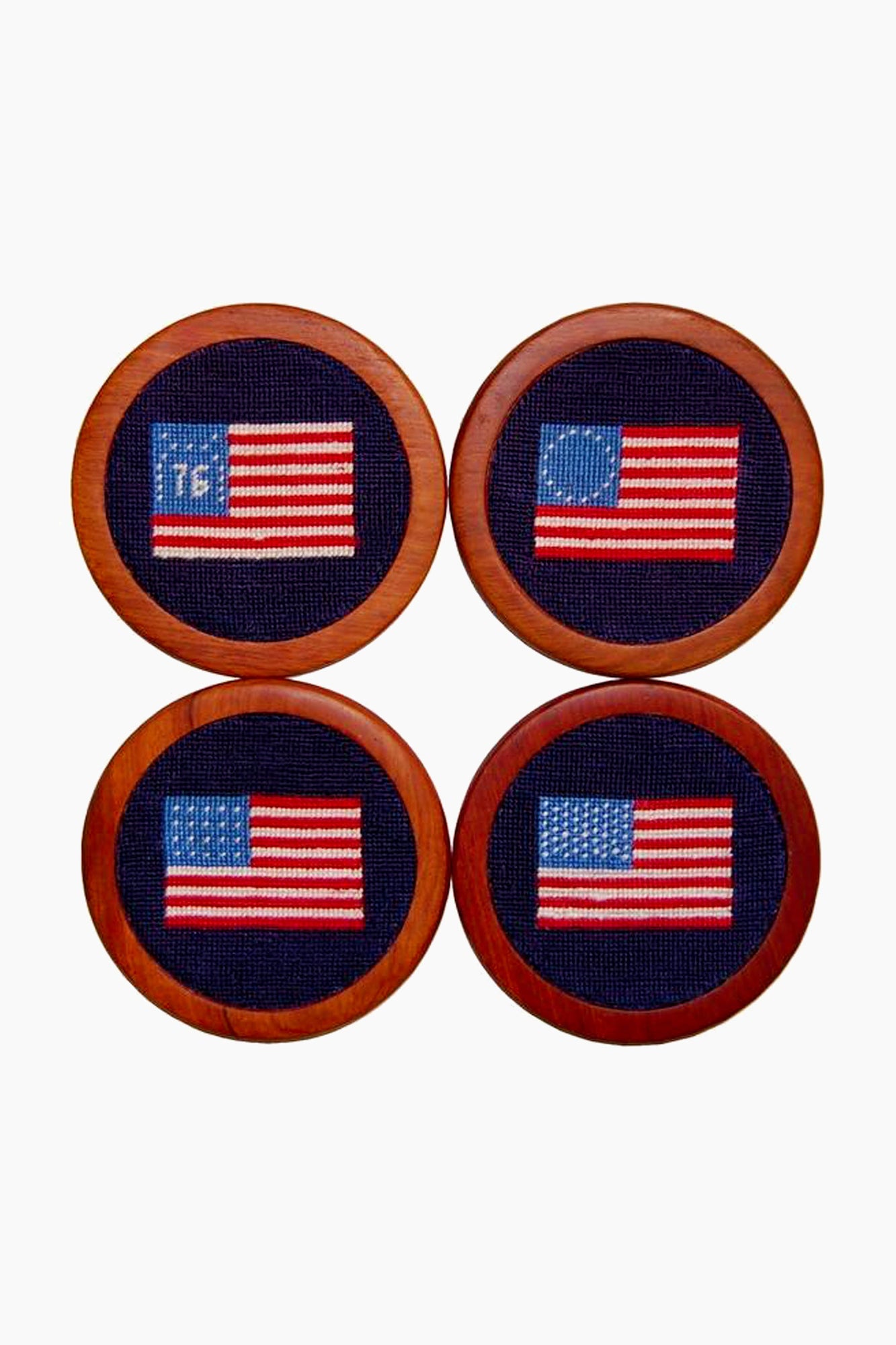 American Flag Needlepoint Coaster Set