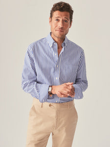 J.McLaughlin Royal Blue/White Collis Classic Fit Shirt