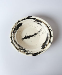 Montegranaro Large Black & White Splatterware Serving Dish