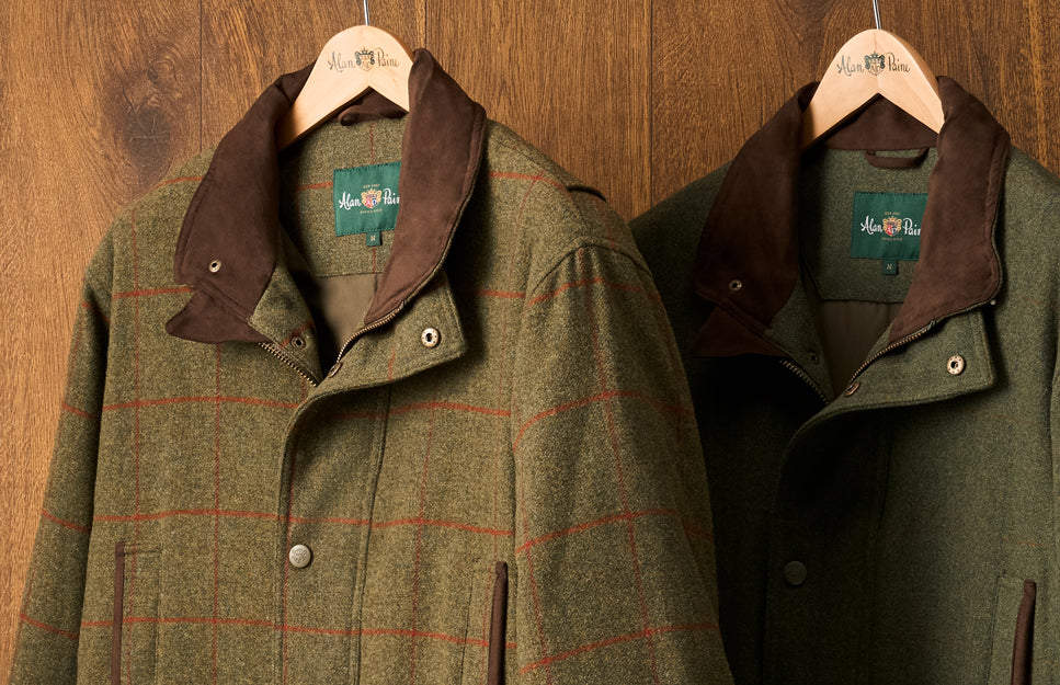COUNTRYCOLLECTION Rutland Men's Tweed Waterproof Shooting Coat in Lichen