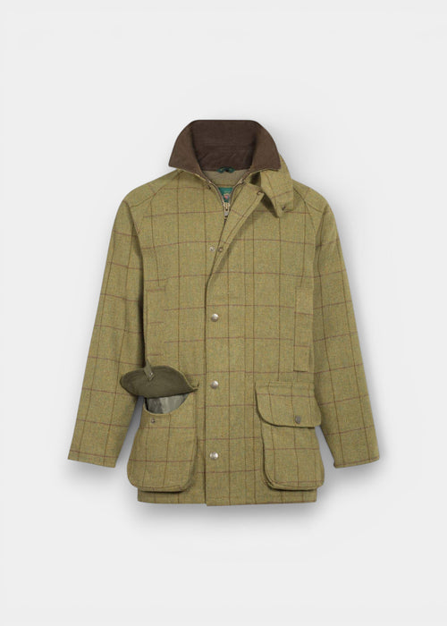 COUNTRYCOLLECTION Rutland Men's Tweed Waterproof Shooting Coat in Lichen