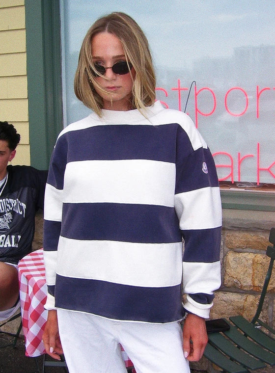Firstportcompany Port Striped Micro-Mock Neck Sweatshirt
