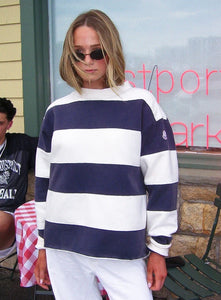 Firstportcompany Port Striped Micro-Mock Neck Sweatshirt